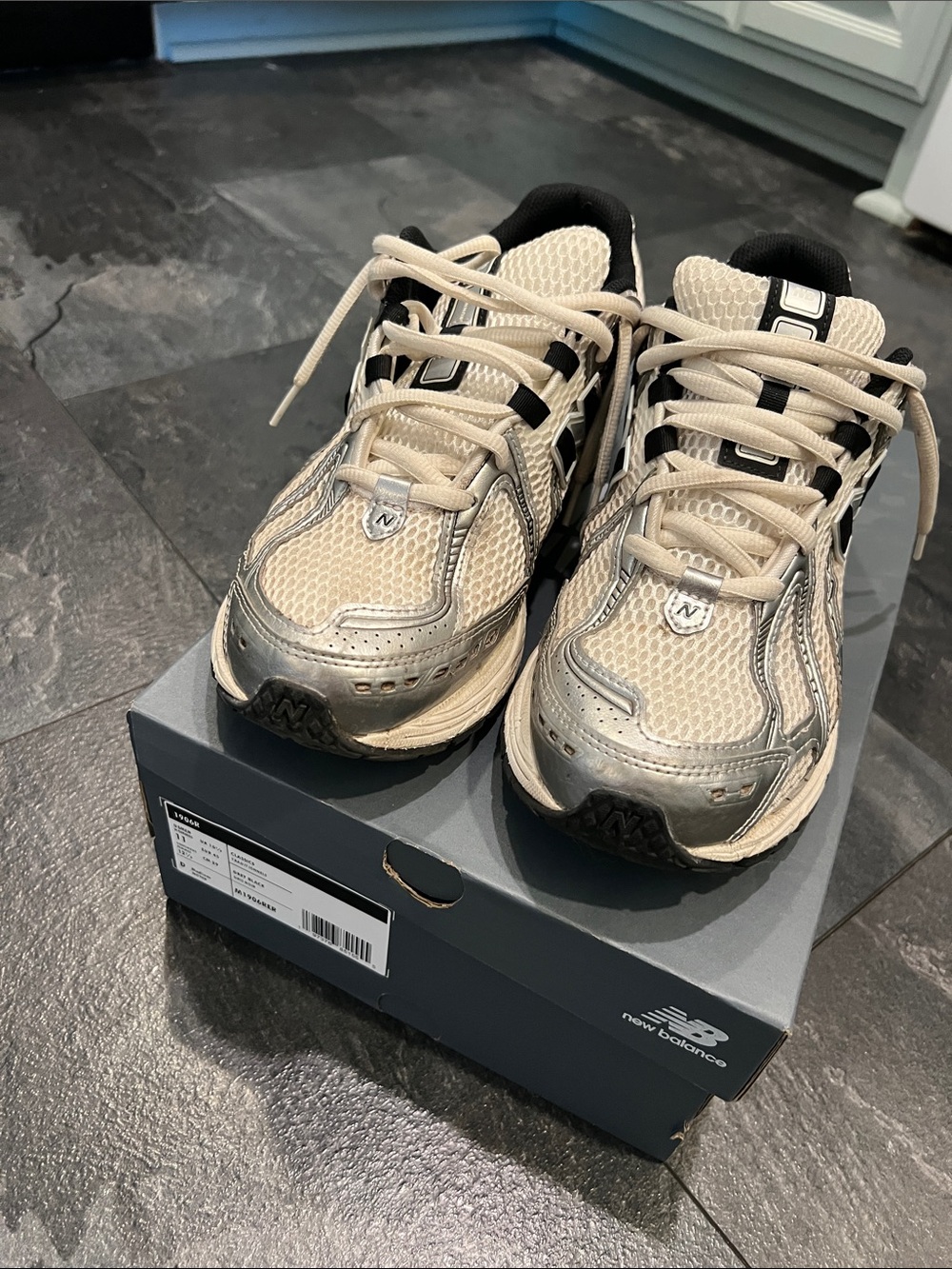 New Balance Men 1906R Cream and Black Trail-Style Sneakers